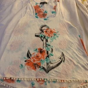 Anchor tank top with roses.